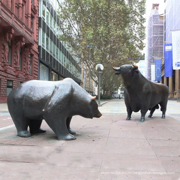 Decoración pública, grande, exterior, toro de bronce, y, oso, bronce, escultura